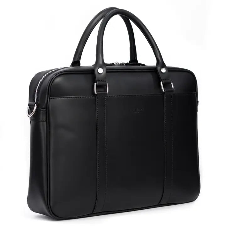 Vulcano, black and camel, Italian laptop bag
