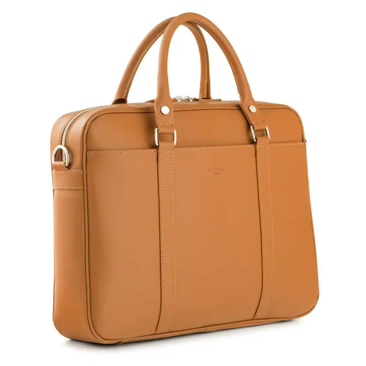 Vulcano, black and camel, Italian laptop bag